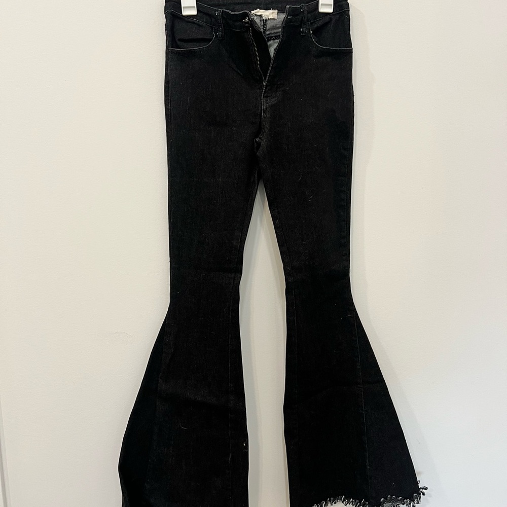 COPY - Altar'd State Black Flare Jeans with High Waist and Raw Hem